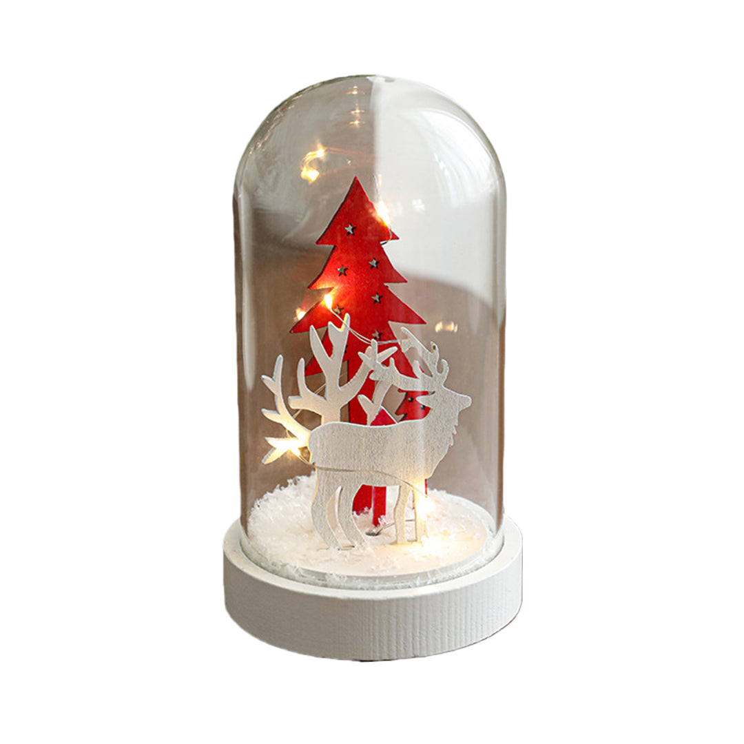Nordic Wooden LED Table Lamp Set of Two with Glass Shade