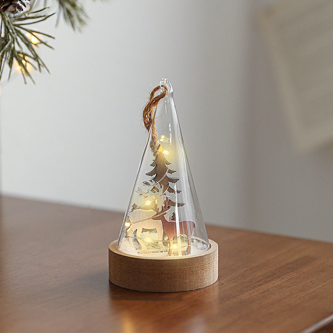 Nordic Wooden LED Table Lamp Set of Two with Glass Shade