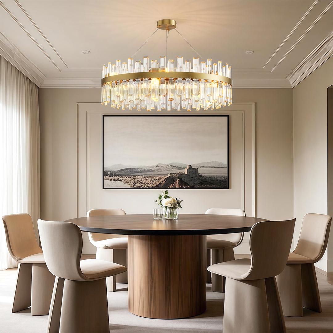 Aurelia Crystal Chandelier — Nordic Modern Ceiling Light in Copper, Nickel, or Black
