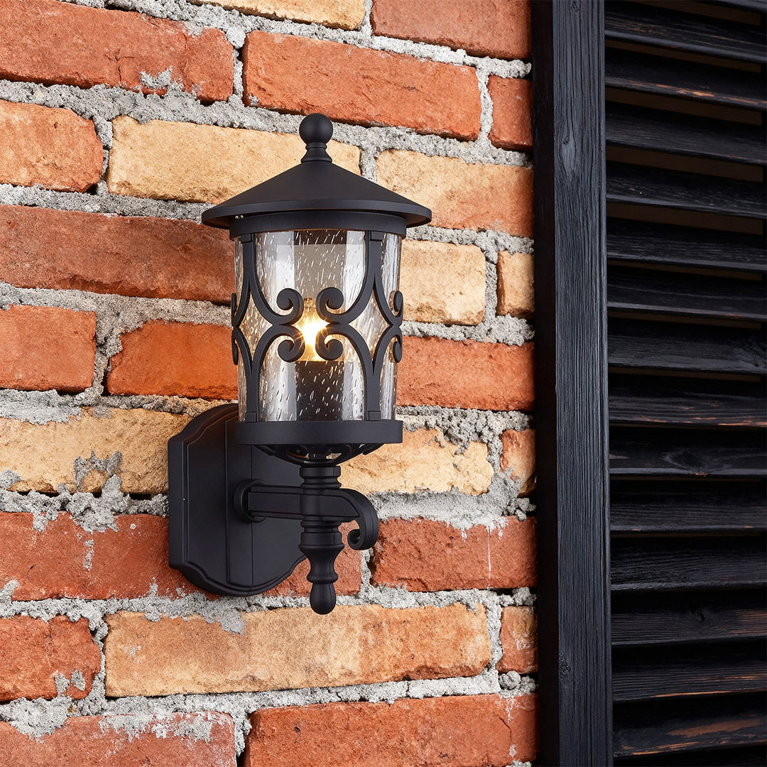 Aurelia Outdoor Wall Sconce in Matte Black with Clear Glass