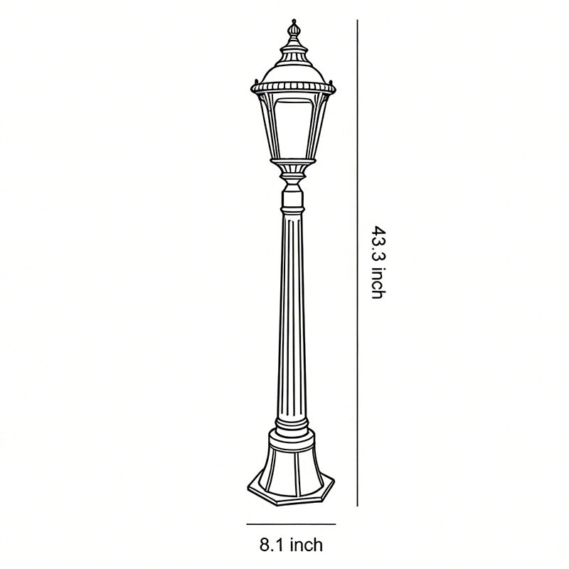 Modern European Post Light with Clear Glass Shade for Pathways and Patios