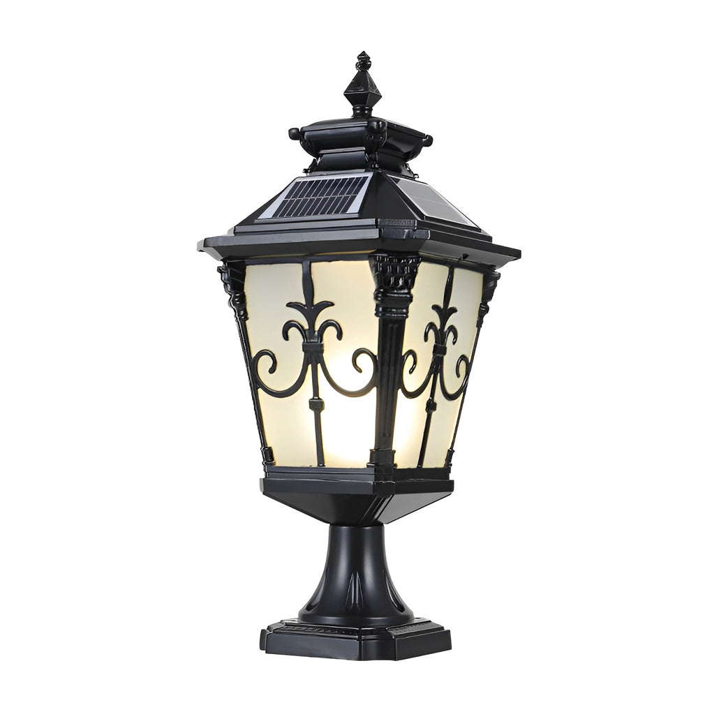 Solar-Powered Retro Post Light in Die-Cast Aluminum for Garden Paths
