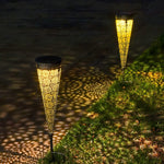 Solar-Powered Floral Cutout Garden Stake Lights, Set of Two in Black