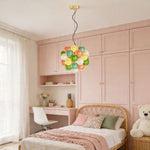 Artisan Stained Glass Chandelier with Warm LED Illumination