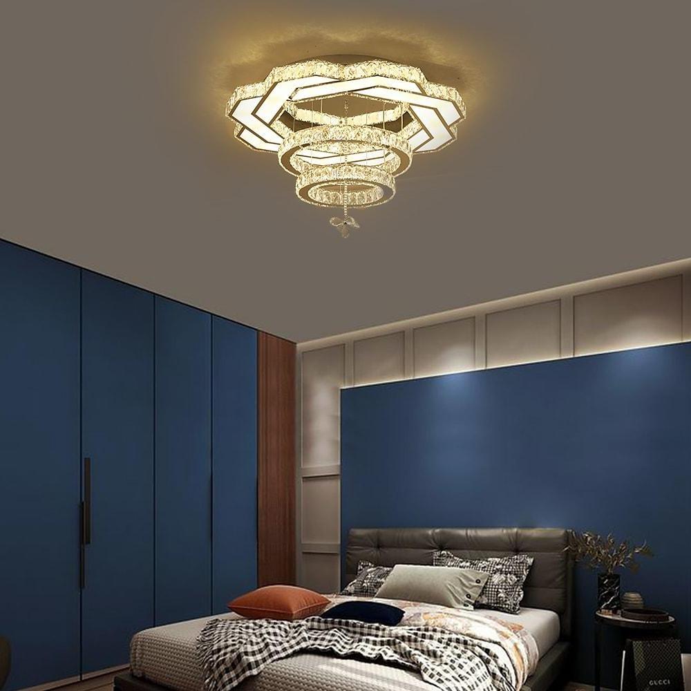 Ambient Crystal Led Flush Mount Light 20 24 31 Gold Or Silver