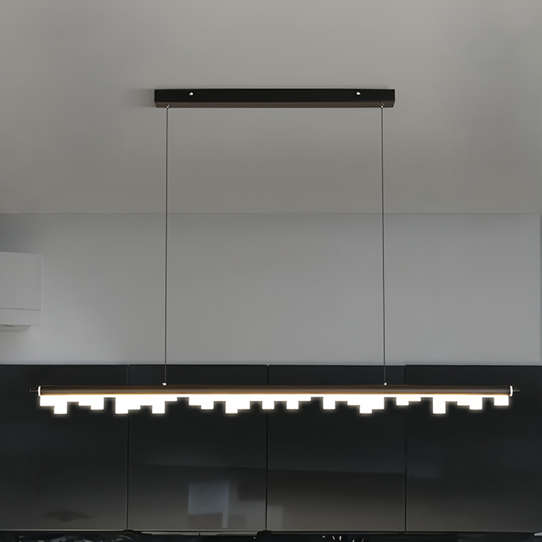 Nordic Minimalist Linear LED Pendant Light in Black Aluminum