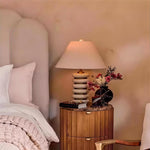 American Retro Cloth Table Lamp with Fabric Shade for Bedroom and Living Room