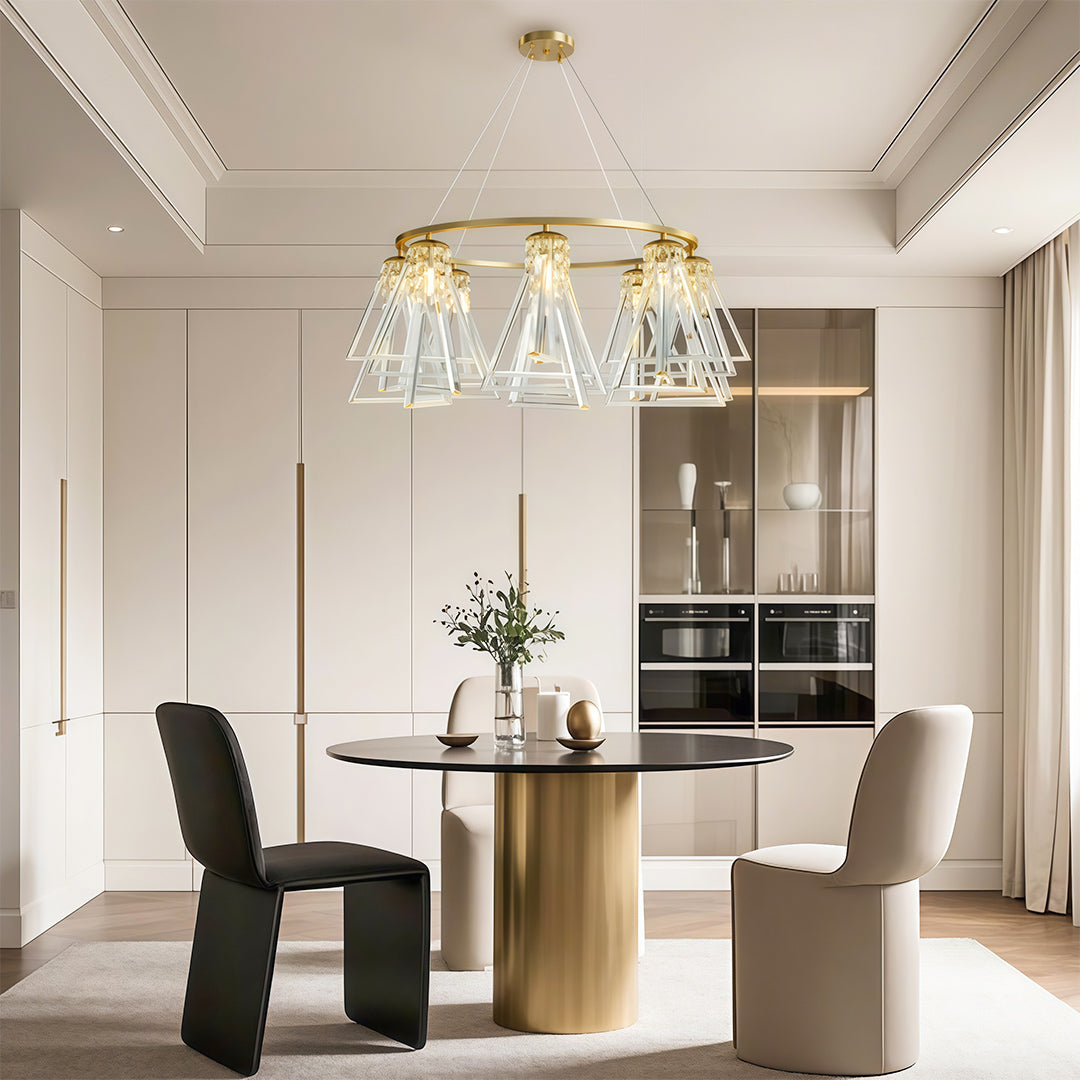 Aurelia Crystal Chandelier in Brass, Chrome, or Black