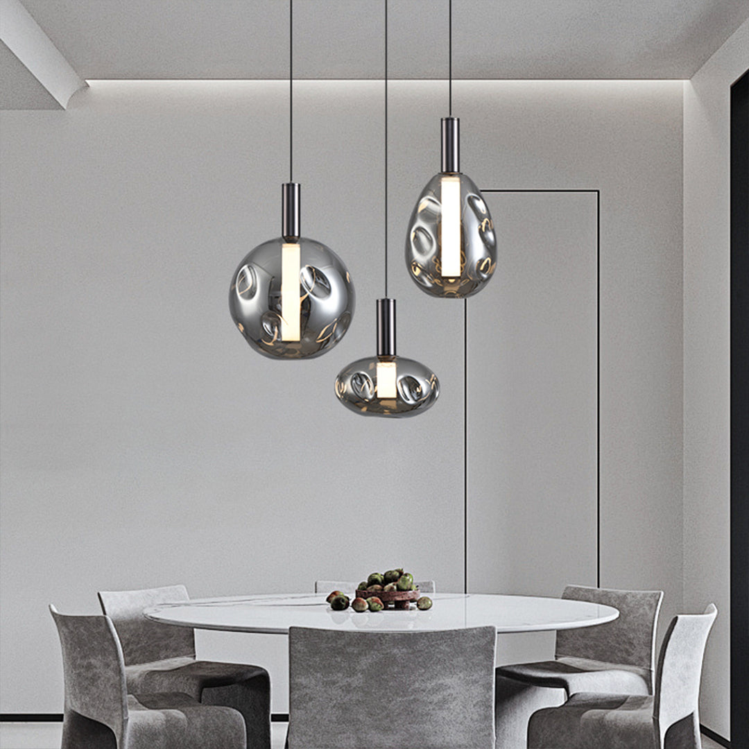 Modern Drum Pendant Light with Branch Design, Minimalist LED Ceiling Lamp