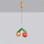 Nordic Cherry Glass Pendant Light with Gold Finish, LED Ceiling Lamp
