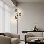Minimalist Black Contemporary Floor Lamp with Three Glass Shades