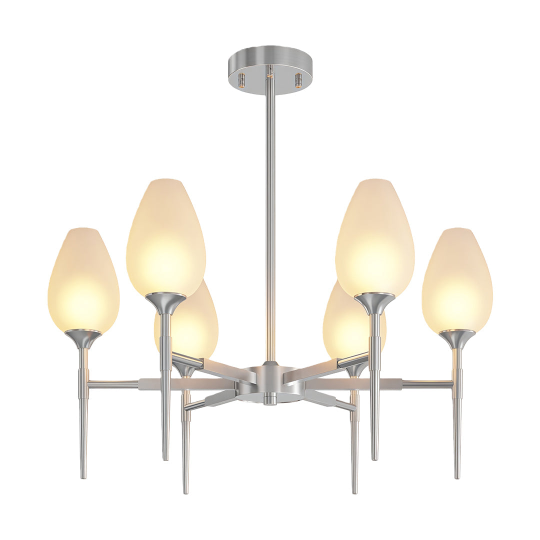 Lumina Brass Glass Chandelier – Modern Minimalist Ceiling Light