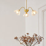 French Style Glass Petal Chandelier in Brass for Elegant Interiors