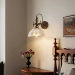 Vintage Brass Wall Sconce with Clear Glass Shade for Reading