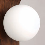 Mid-Century Wood Grain LED Wall Sconce with Spherical Shade