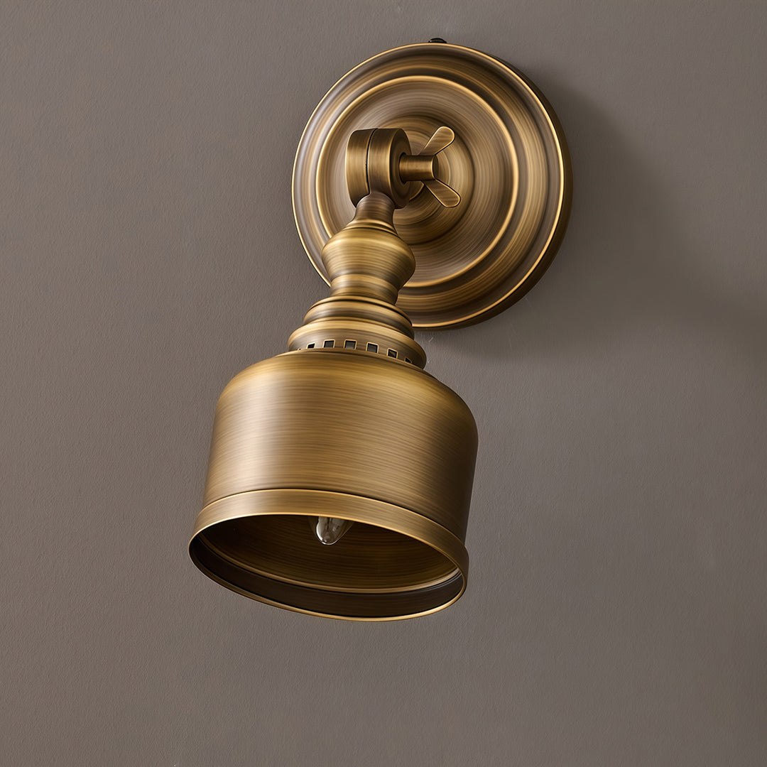 American Retro Solid Brass LED Wall Sconce for Bedroom and Living Room
