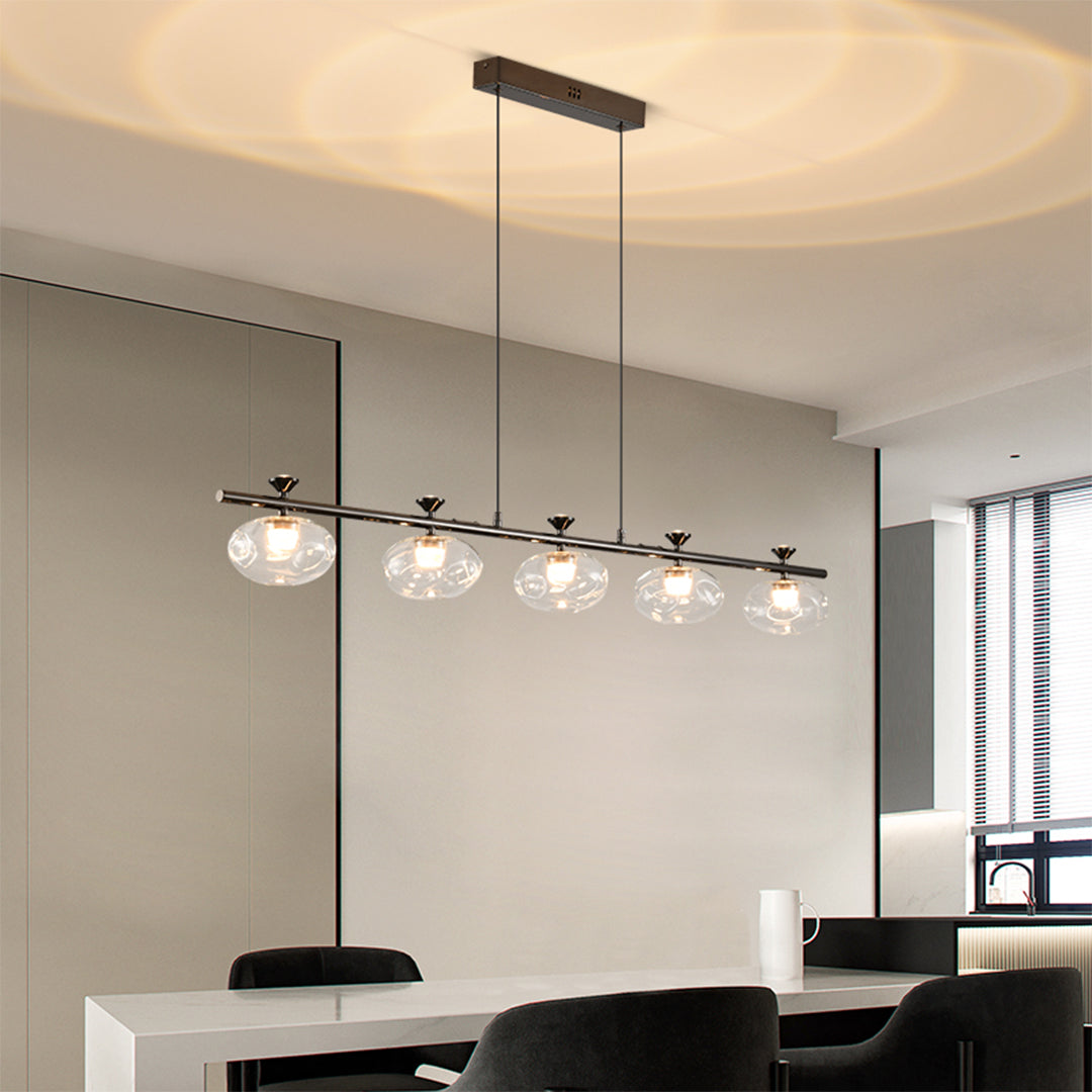 Linear Glass Chandelier Modern Minimalist Pendant Light for Dining Room and Living Room