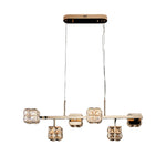 Modern Crystal Cube Chandelier in Champagne Gold for Living and Dining Spaces