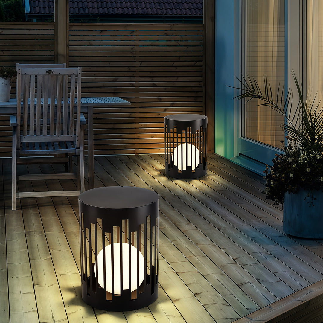 Aria Outdoor Lantern in Matte Black with White PE Shade, IP65 Waterproof