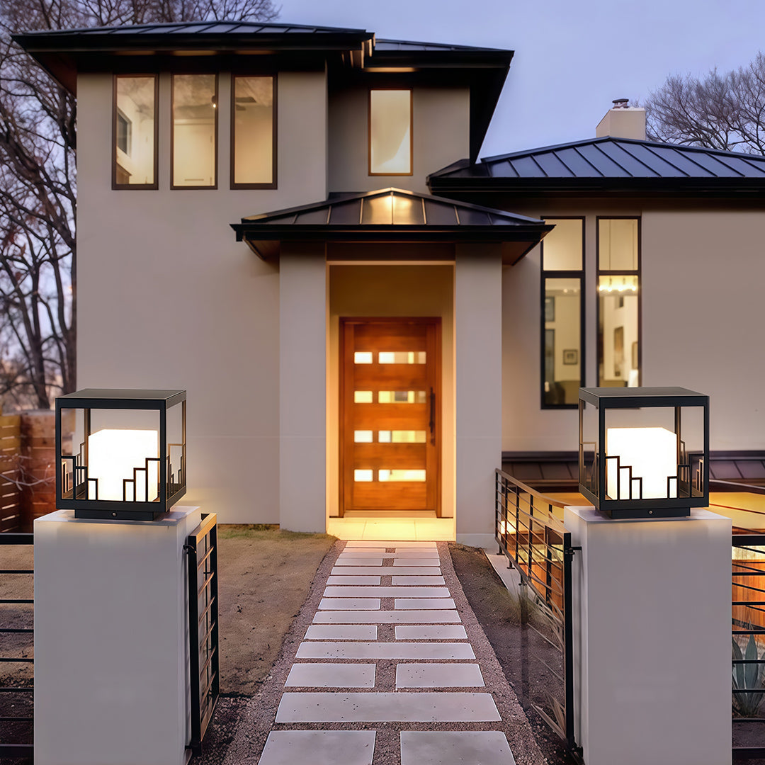 Minimalist Outdoor Pillar Light in Matte Black Stainless Steel