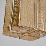 Vintage Brass Square Glass Pendant Light with Adjustable Cord