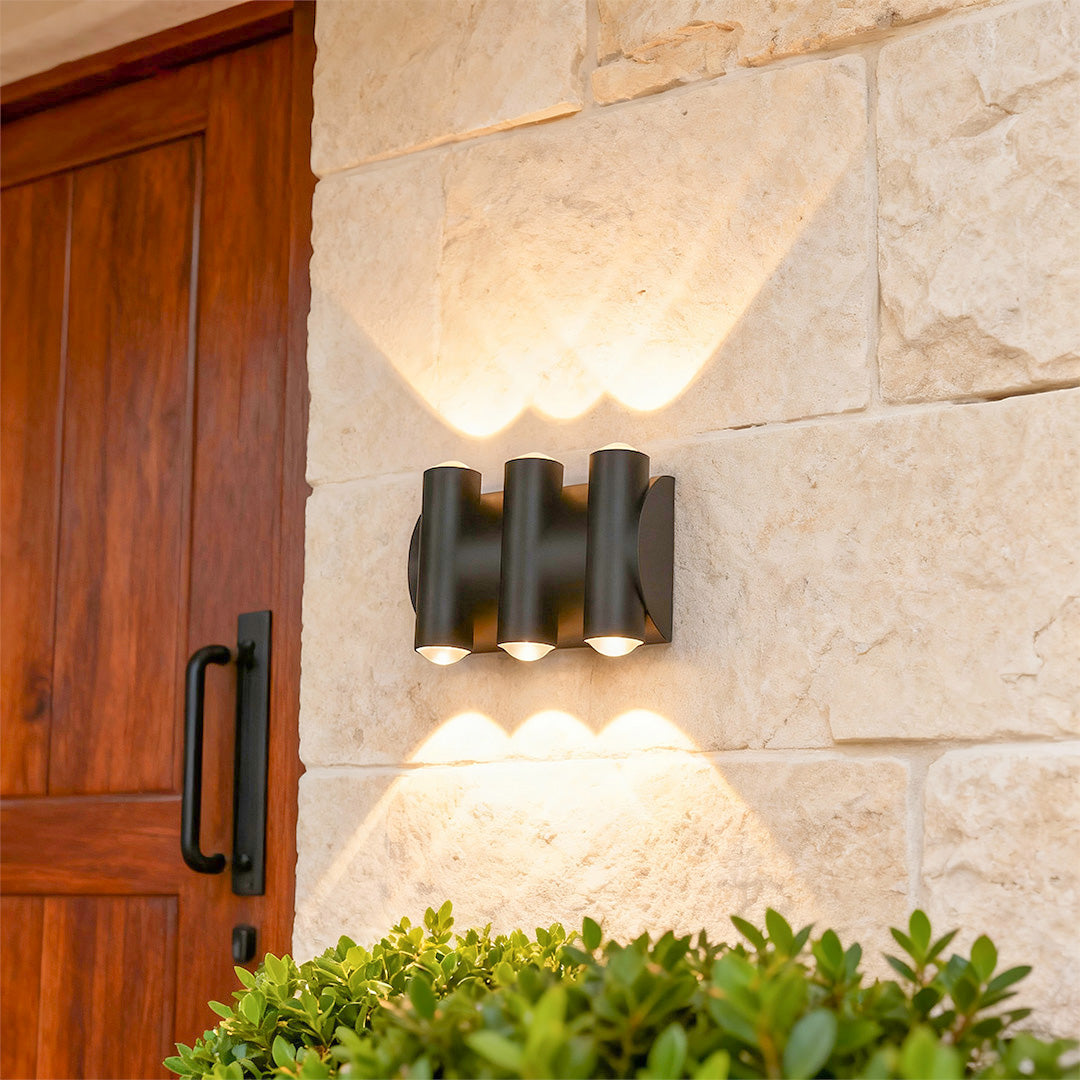 Outdoor Up Down LED Wall Sconce in Matte Black, IP65 Waterproof