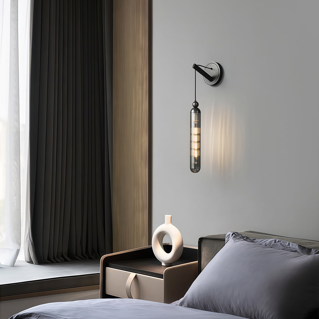 Modern Brass Wall Mount Pendant Light with Glass Shade