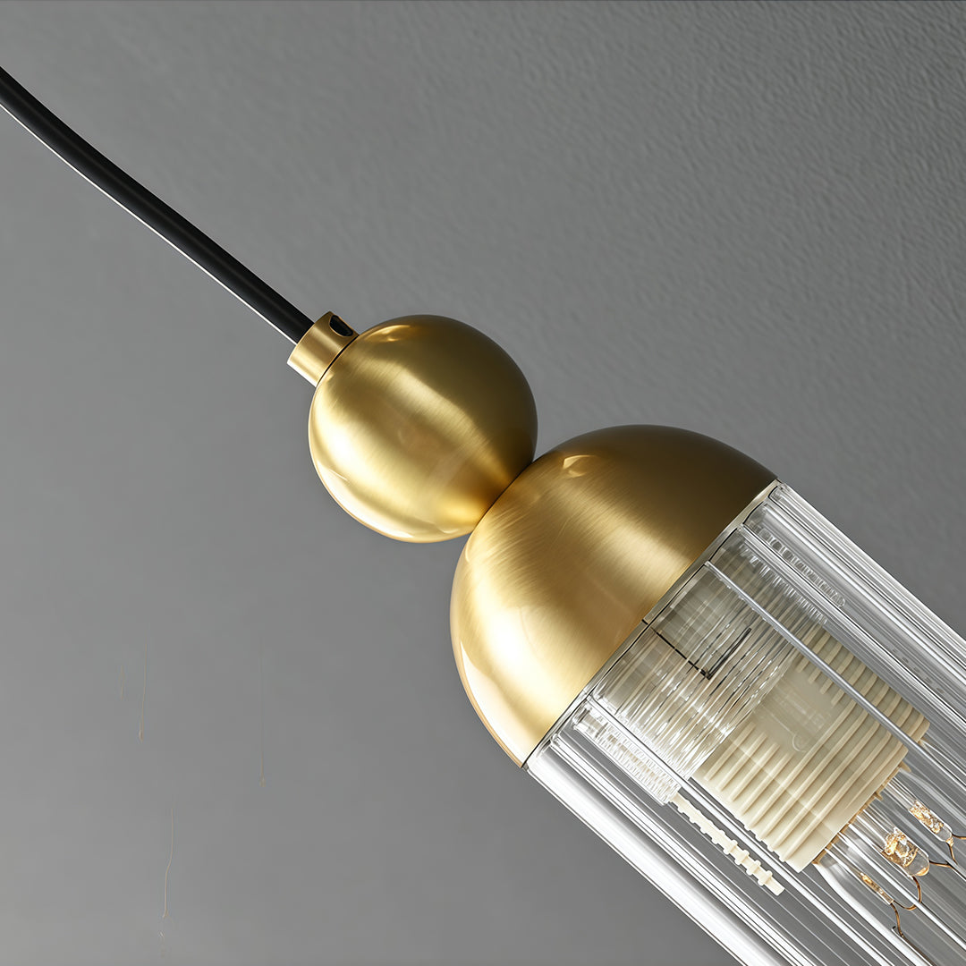 Modern Brass Wall Mount Pendant Light with Glass Shade