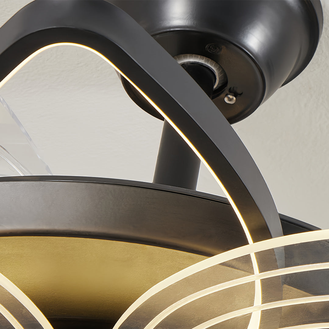 Aria Black Minimalist Ceiling Fan with Integrated LED Light