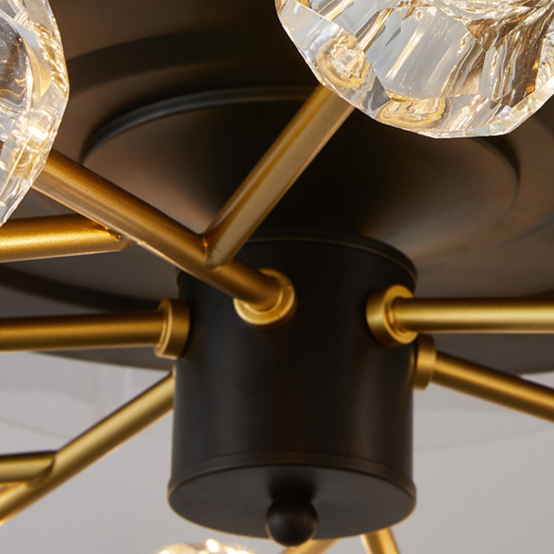 Nordic Crystal Ceiling Fan with 12 Lights and Retractable Blades