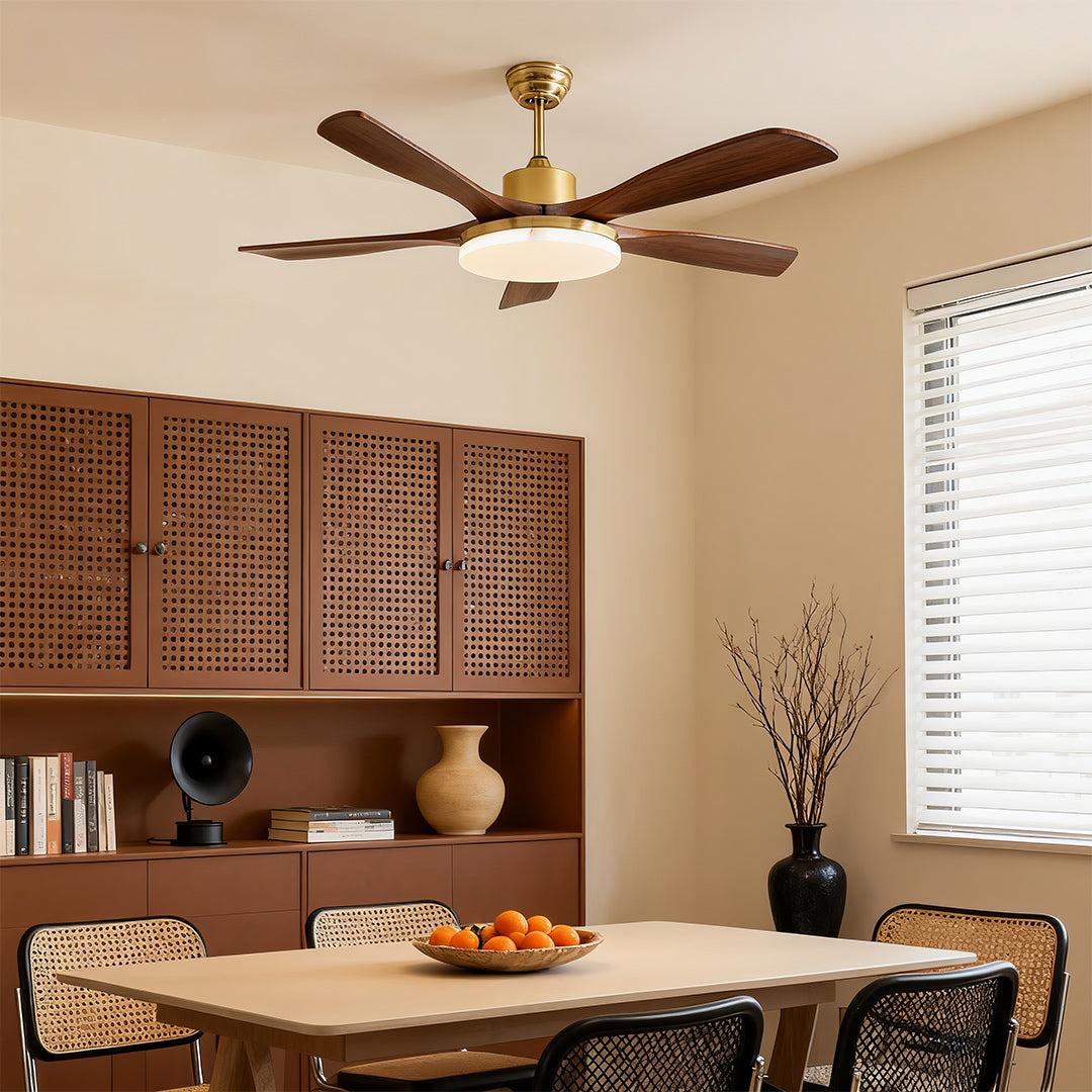 Aurelia Retro Wooden Ceiling Fan with Integrated LED Light and Remote