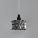 Italian Minimalist Glass Drum Pendant Light in Copper Black