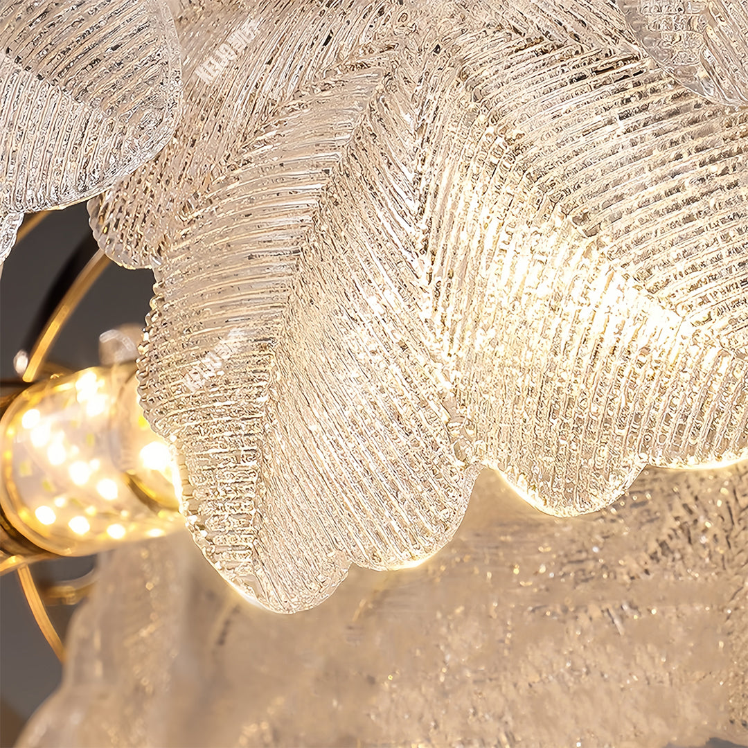 French Glass Garland Chandelier with Brass Finish, Crystal Accents