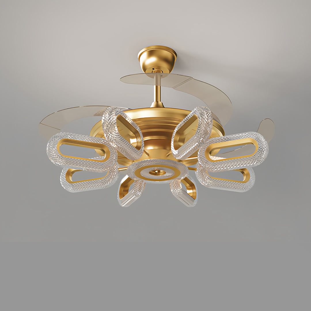 Luxury Gold LED Ceiling Fan with Light – Modern Iron Design for Elegant Interiors