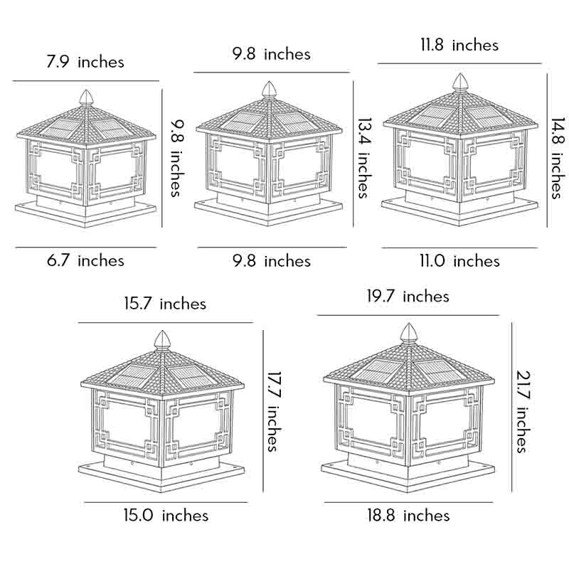 European Solar Pillar Lights for Garden, Waterproof Aluminum Fence Lamp