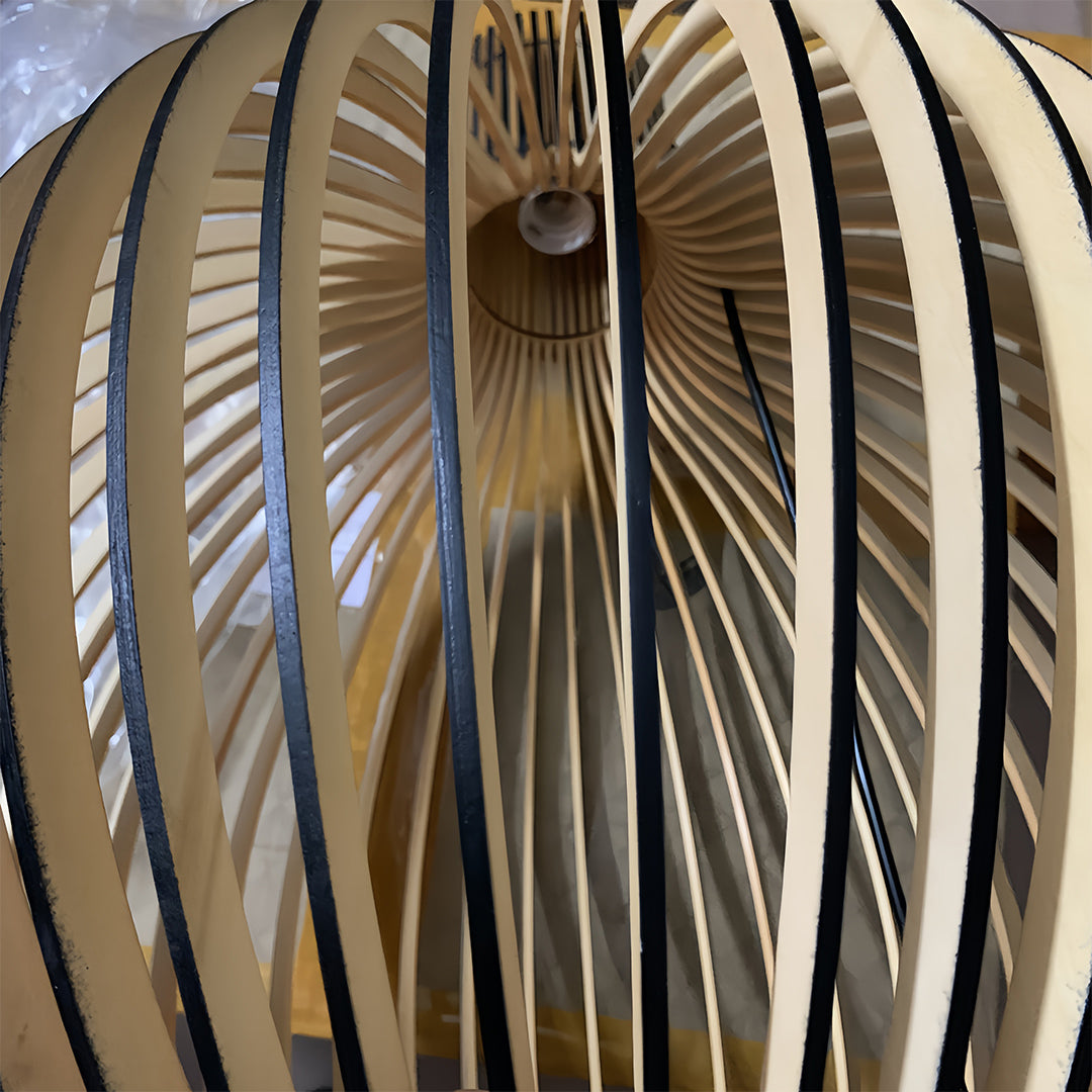 Handcrafted Wooden Birdcage Pendant Light with E27 Socket