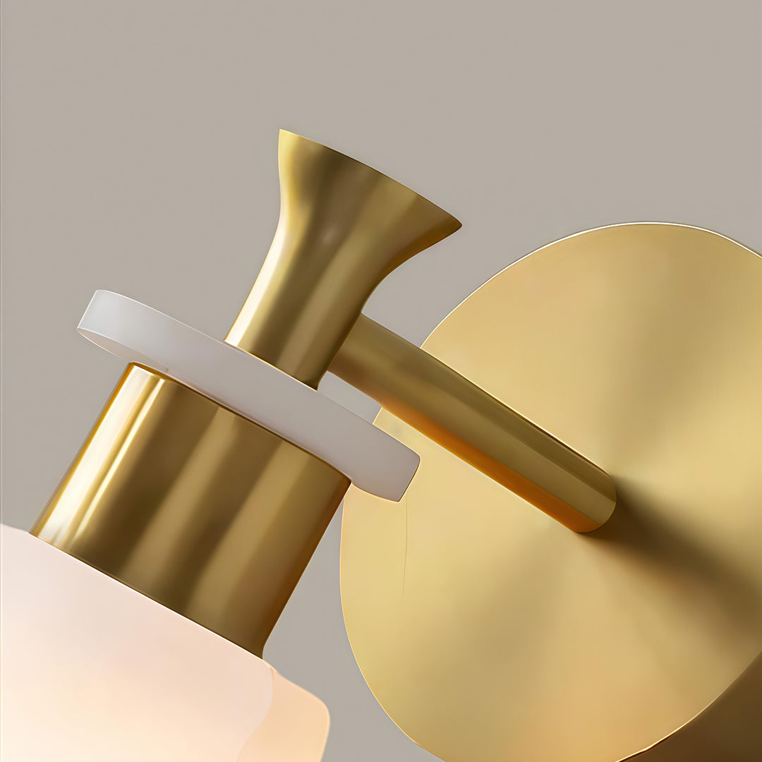 Luxury Brass Wall Sconce with Marble Shade, Minimalist LED Lighting for Modern Interiors