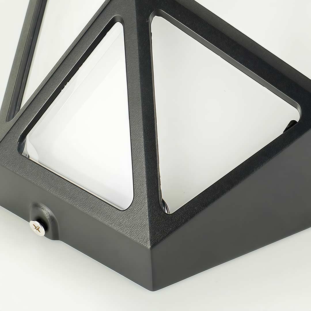 Modern Diamond Outdoor Wall Sconce with LED, Black Aluminum, IP54 Waterproof