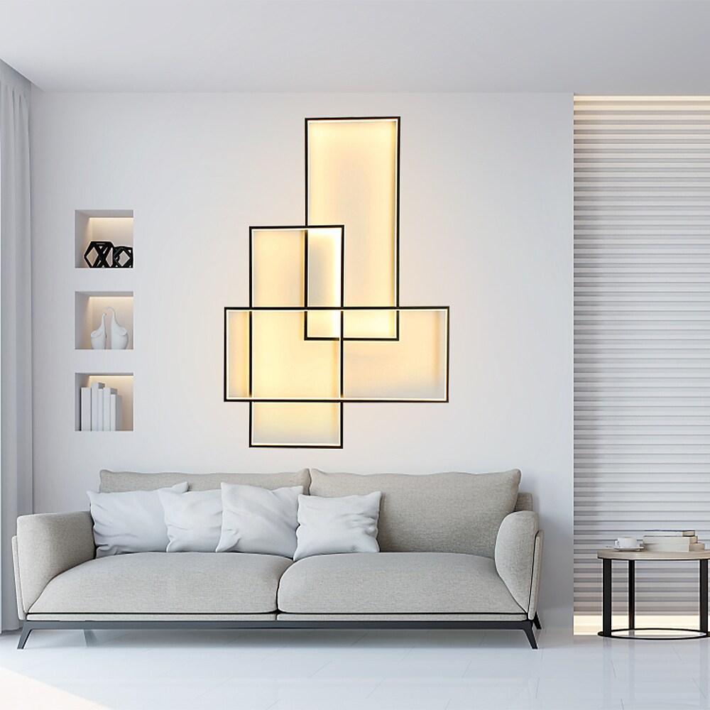 Overlapping Rectangles Aluminum Geometric Style Flush Mount Lighting Led Ceiling Light