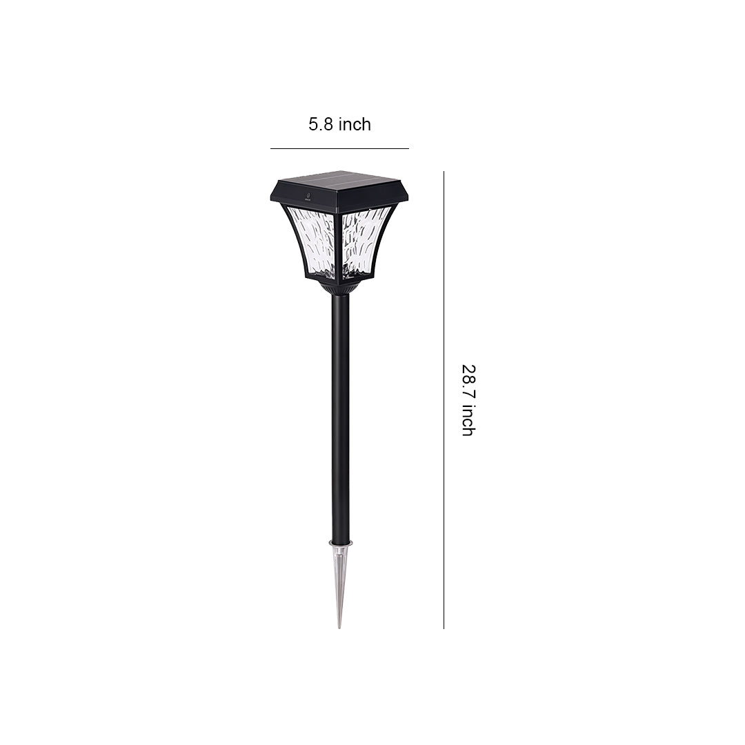 Solar Path Light in Black Aluminum with Dual-Color LED for Garden Walkways