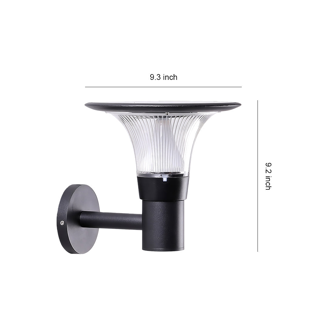 Aria Solar Wall Sconce — Black Aluminum Outdoor Light