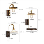 Japanese Retro Wave Glass Wall Sconce with Rubberwood Accent