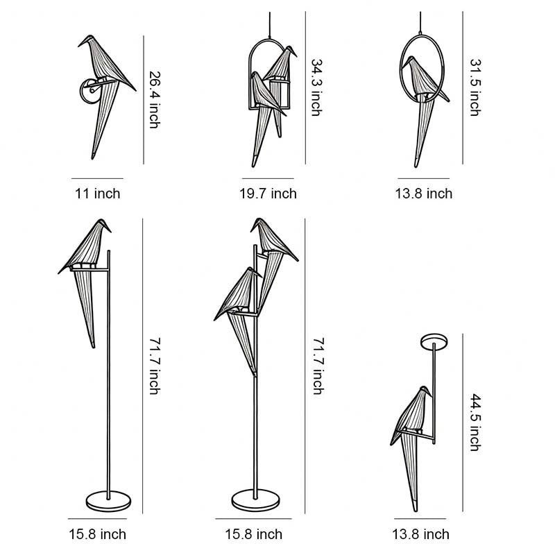 Origami Crane Wall Sconce in Gold Accent, Modern Nordic Bird Light