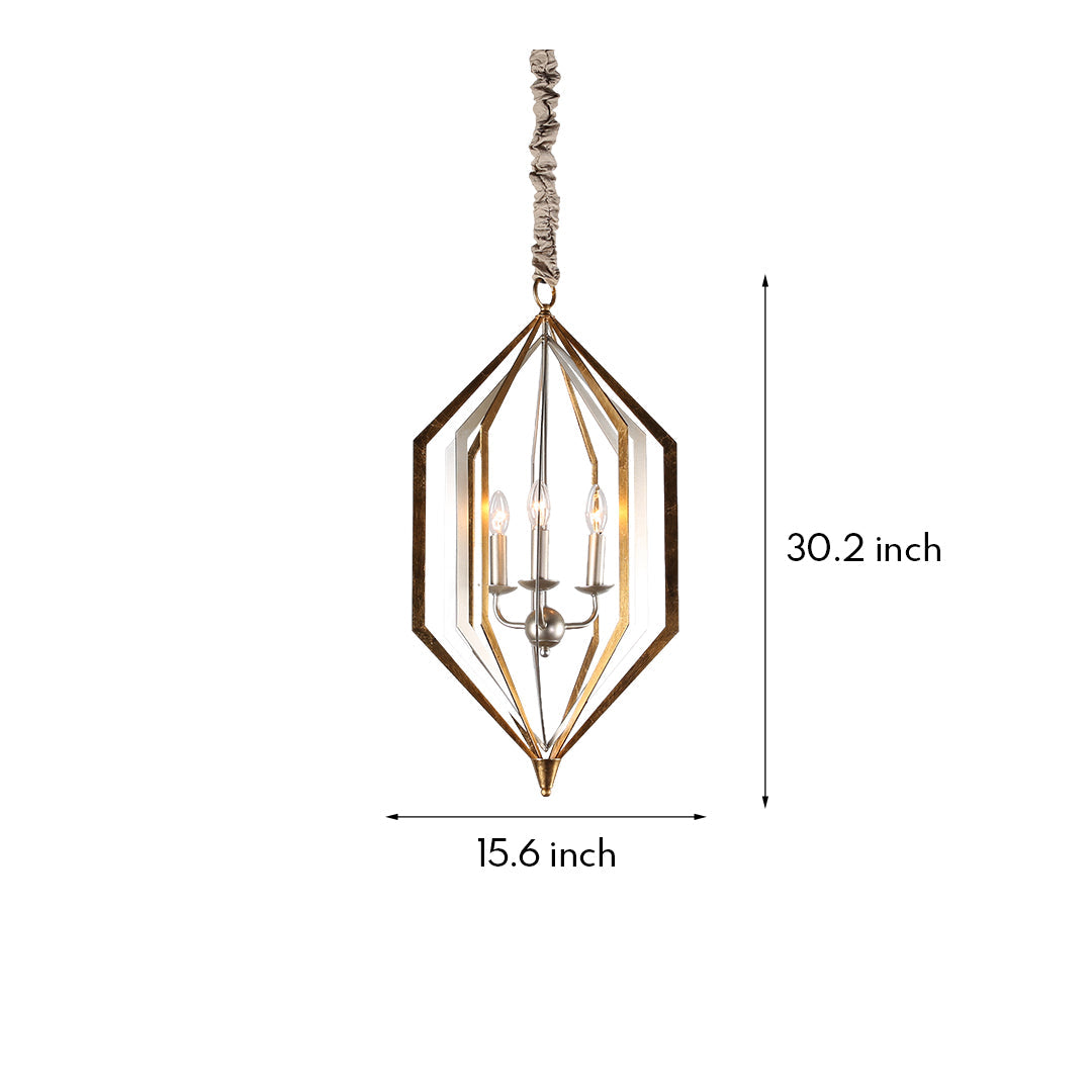 Rustic Brown Open Frame Pendant Light with Adjustable Chain