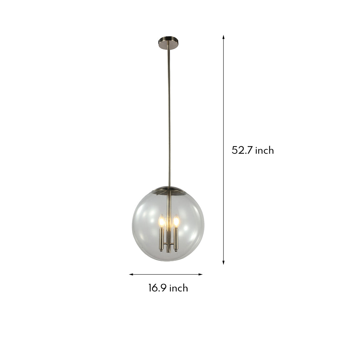 Silver Glass Orb Pendant Light – Modern Adjustable Ceiling Lamp