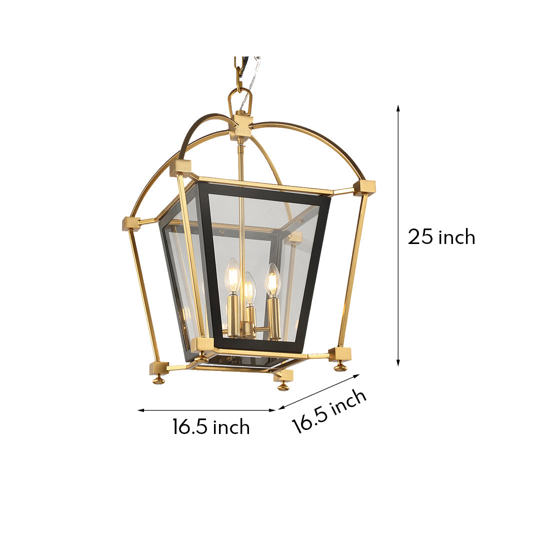 Aurelia Four-Light Gold and Black Lantern Pendant