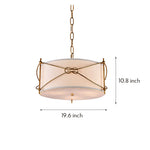 Lumina White Drum Pendant Light with Polished Gold Accents