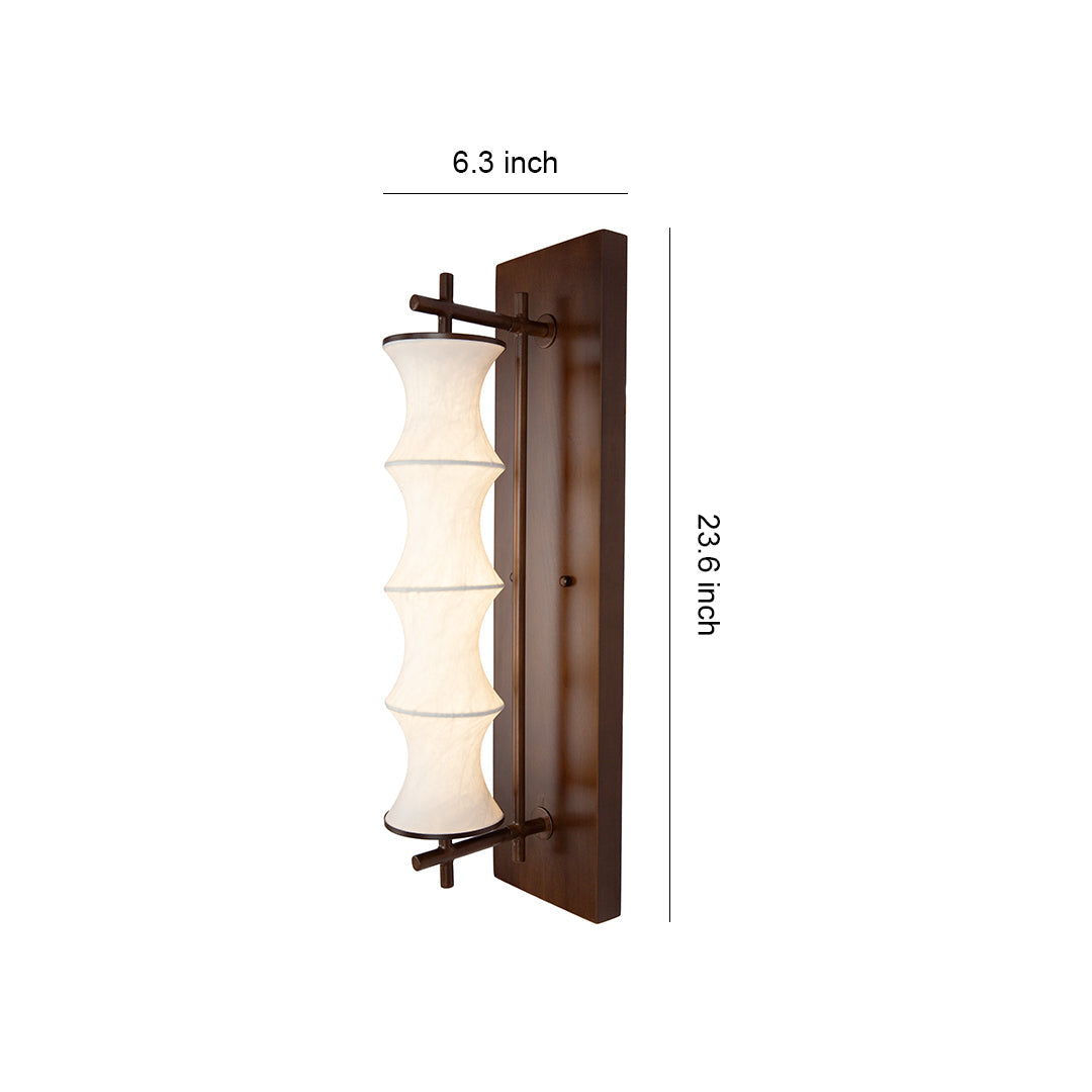 Bamboo Node Silk Wall Sconce in Walnut Finish – Warm LED Accent Light