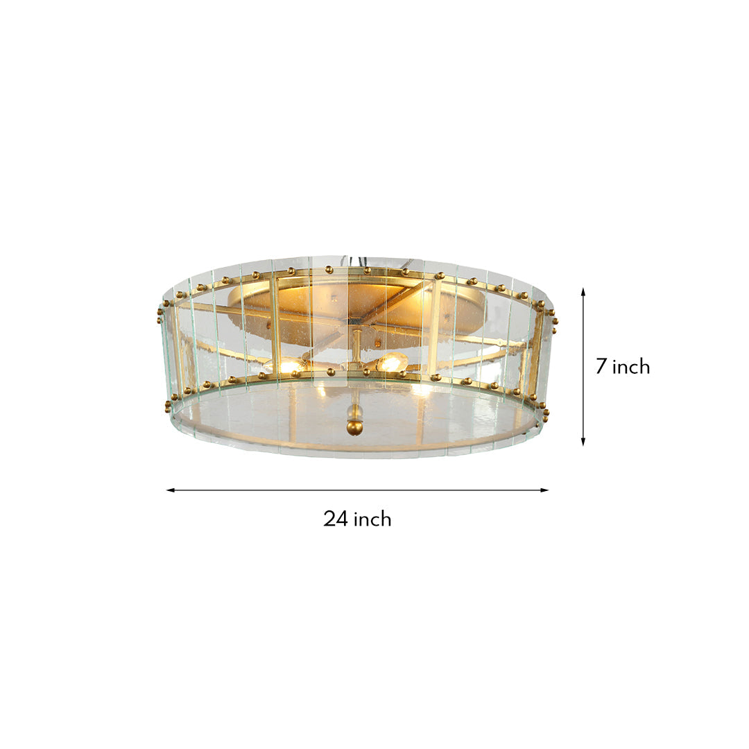 Lumière Flush Ceiling Light in Gold and Glass