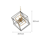 Geometric Iron and Acrylic Pendant Light with Gold Accents